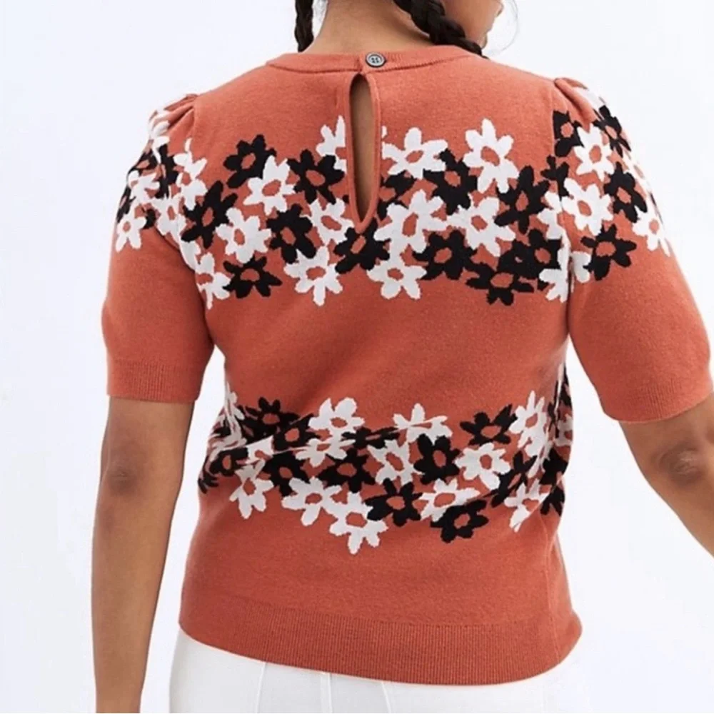 Maeve Orange Floral Crew Neck Sweater - Picture 2 of 6
